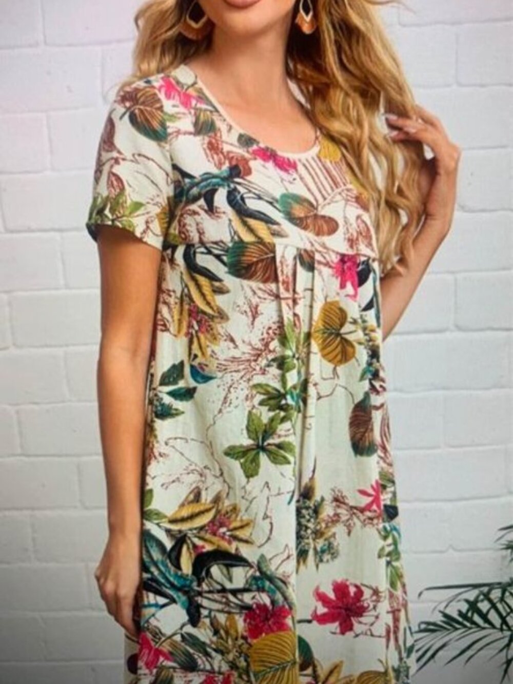 Ladies XXL Cotton Tropical print above the knee dress